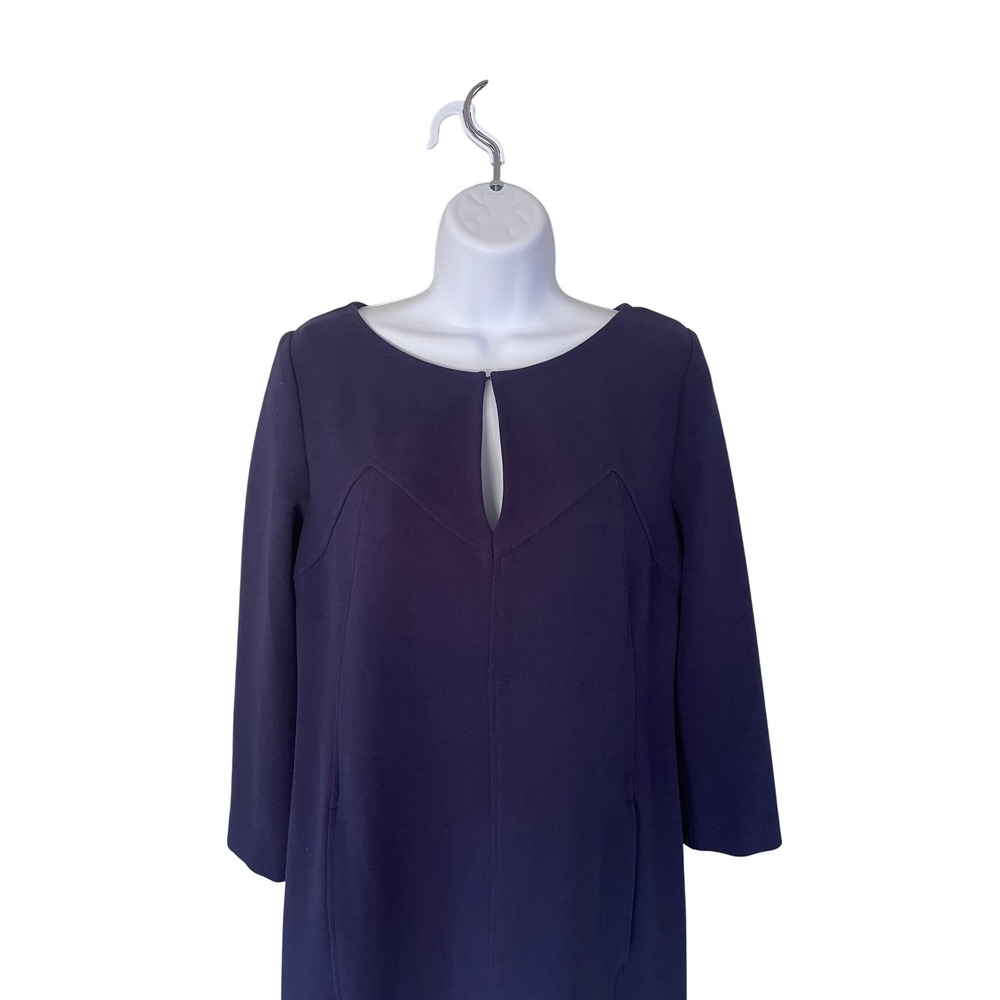 Lela Rose‎ Navy Blue Dress Keyhole Neckline Career Casual Size 4 - Picture 2 of 8